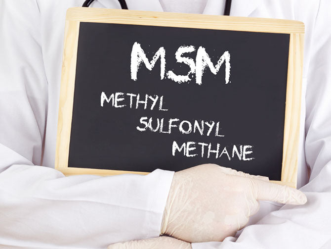 Jemand hält ein Schild in der Hand, auf dem die Abkürzung MSM erklärt wird